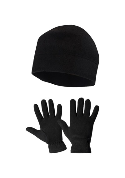 Axe Sportswear Erkek Siyah Kışlık Termal Polar Eldiven - Polar Bere 2'li Set