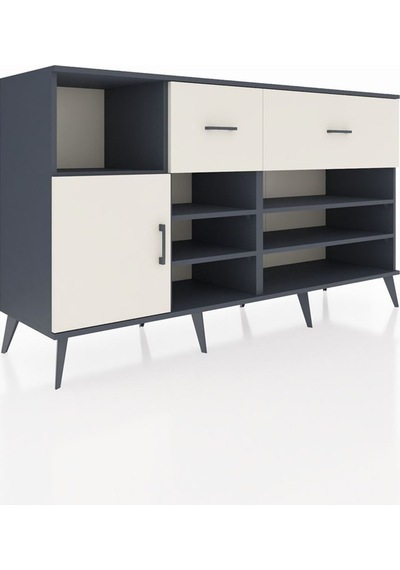 Kronos Konsol 6 Raflı 2 Çekmeceli Tek Kapaklı 176x59x99 Antrasit-aytaşı Aytası - Antrasıt Kronos Konsol 6 Raflı 2 Çekmeceli Tek Kapaklı 176x59x99 Antrasit-aytaşı Aytası - Antrasıt