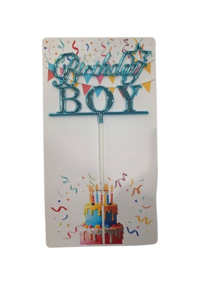 3 Paket Birthday Boy Mavi Pasta Üzeri Çubuklu Kürdan - Süsü 0 - 99