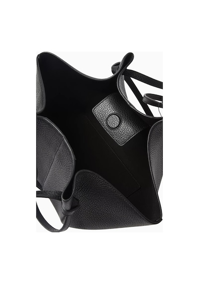 Yuzefi Small Mochi Siyah, Grained Deri Lüks Tote Ve Ayarlanabilir Omuz Çantası