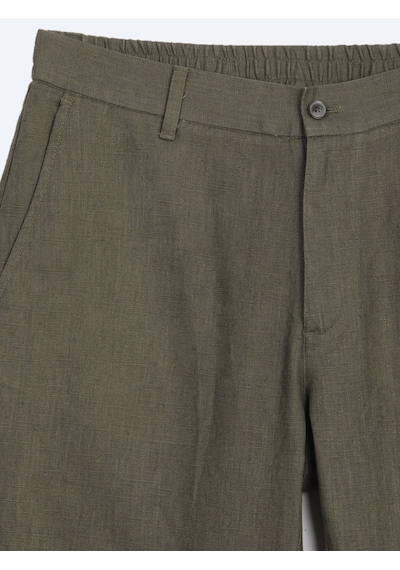 Kip Haki Dokuma Relaxed Fit Casual Pamuk Karışımlı Pantolon