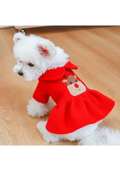 Köpek Noel Elbisesi Ve Kapüşonlu Dayanıklı Yumuşak Köpek Sevimli Baskı Köpek Kıyafetleri Evcil Hayvan Nefes Alabilen
