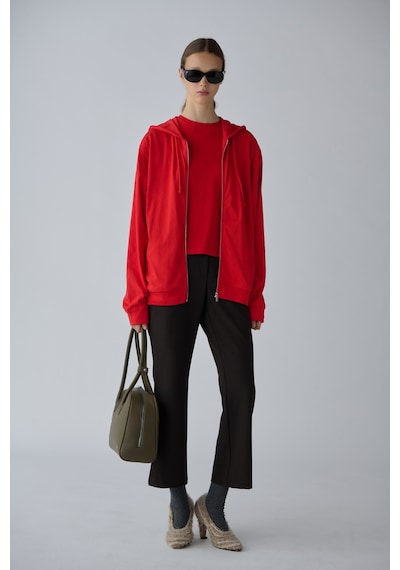 Suud Collection Kırmızı Lena Fermuarlı Kapüşonlu Sweatshirt