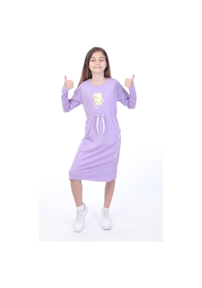 Toontoy Kız Çocuk Neon Baskılı Elbise Lila