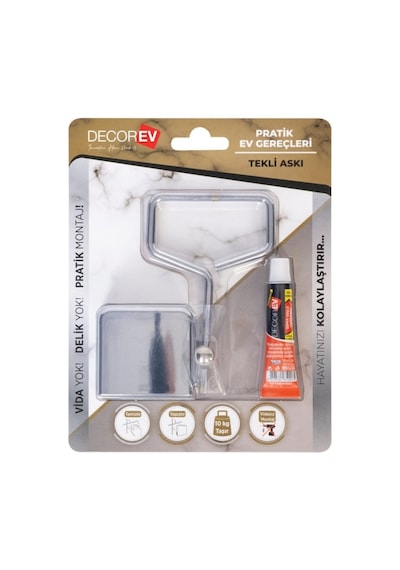 Decorev Tekli Askı Krom Vidasız Montaj DC-4771 Çok Renkli