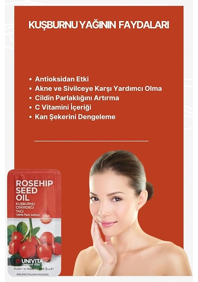 %100 Doğal Soğuk Sıkım Kuşburnu Çekirdeği Yağı - Rosehip Seed Oil 3 Ml X 6 Adet Diğer