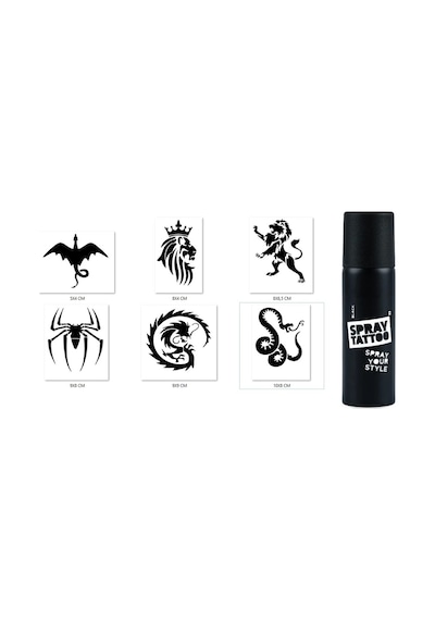Airbrush Tattoo Kral Aslan Spray Tattoo Geçici Siyah Sprey Dövme Seti Siyah