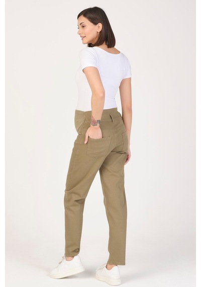 Busa Hamile Mom Fit Kot Pantolon Haki-haki