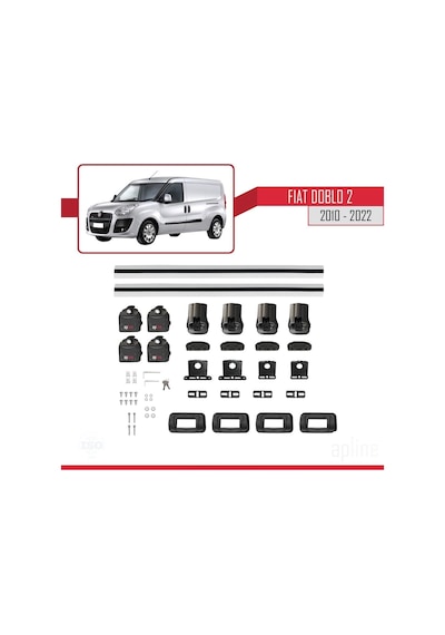 Apline Fiat Doblo 2 2010-2022 Arası İle Uyumlu Ace-3 Ara Atkı Tavan Barı Gri 2 Adet Diğer