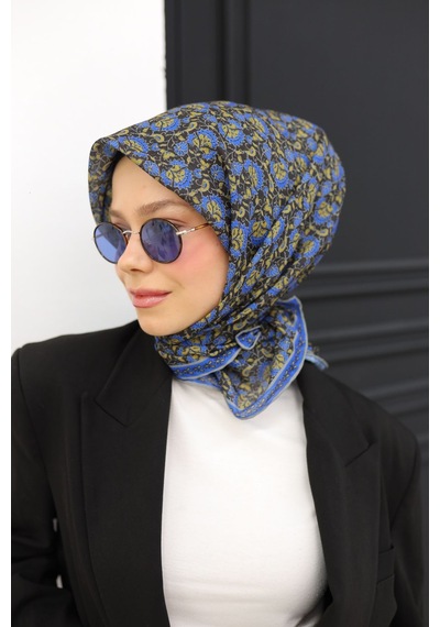 Silk Home Soft Eşarp 73077-06 Siyah, Gök Mavi, Sarı