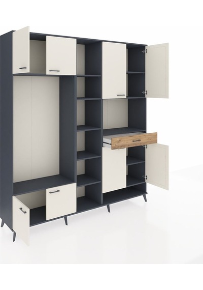 Hyperion Dolap 12 Raflı Tek Çekmeceli 8 Kapaklı 220x44x243 Antrasit-aytaşı/çam Çok Renkli Hyperion Dolap 12 Raflı Tek Çekmeceli 8 Kapaklı 220x44x243 Antrasit-aytaşı/çam Çok Renkli