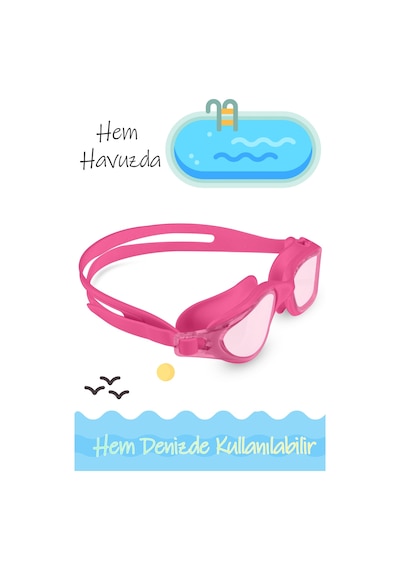 Swimmer Pro Buğu Yapmaz Antifog Yüzücü Gözlüğü Bone Set Uv Korumalı Yüzme Havuz Deniz Gözlük Pembe Pembe