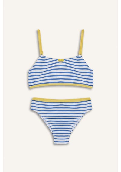 Defacto Kız Çocuk Çizgili Bikini Takımı E5131a825hsbe194 Mavi