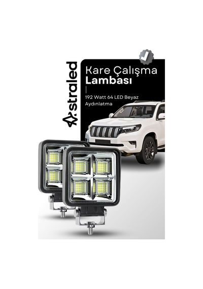 2adet 144w 12-24 Volt Kare Spot Far Oto Çalışma Lambası Atv Kamyon Tır Traktör Offroad