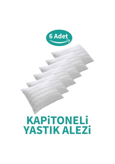 Kapitoneli Yastık Alezi 6'lı Pamuklu Fermuarlı Kapitone Yastık Koruyucu Yastık Kılıfı