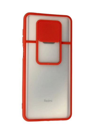 Xiaomi Redmi Note 9 Pro Kılıf Palm Buzlu Kamera Sürgülü Silikon - Kırmızı -