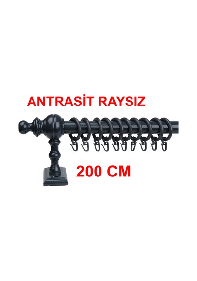 Antrasit Raysız Ahşap Rustik Perde Askısı Rustik Borusu 200 Cm