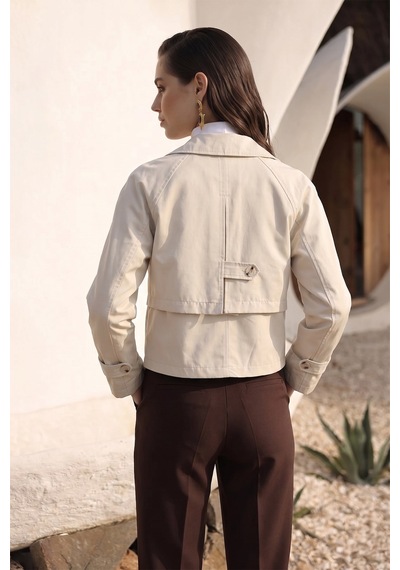 Olcay Kruvaze Oversize Ceket Taş 8278