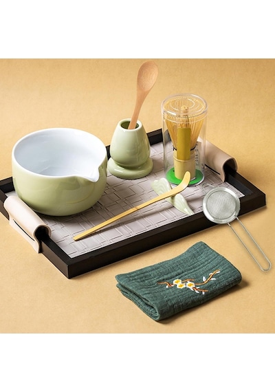 Redknot Matcha Seremoni Seti 8 Parça Seramik Kase Bambu Çırpıcı Elek Kaşık Japon Çay Seti Hediye Çok Renkli