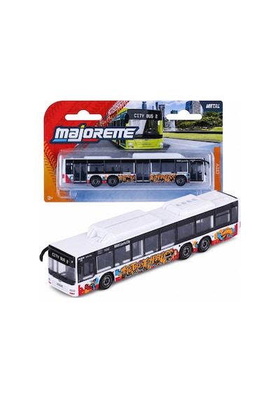 Majorette Man Lion S City C Beyaz Grafiti Desenli Metal Şehir Otobüsü 13 Cm