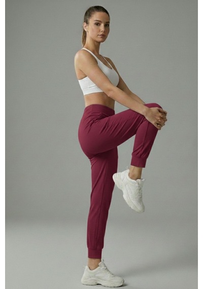 Kadın Eşofman Yüksek Bel Jogger Scuba Kumaş Cepli Rahat Kesim Jogger Eşofman Altı Bordo Kadın Eşofman Yüksek Bel Jogger Scuba Kumaş Cepli Rahat Kesim Jogger Eşofman Altı Bordo