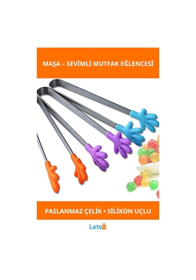 Sevimli El Şeklinde Isıya Dayanıklı Paslanmaz Çelik Silikon Maşa