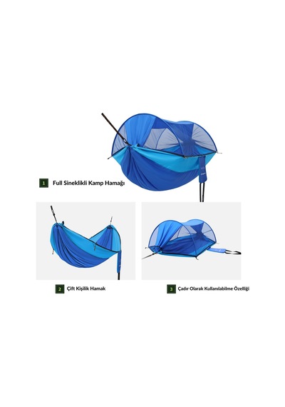 Kingcamp Multi-function 3 Ü 1 Arada Çift Kişilik Cibinlikli Hamak Blue Mavi