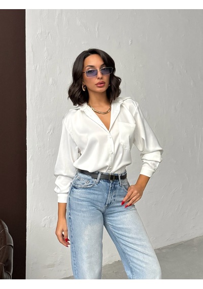 Verymoda Saten Gömlek - F2062 Krem
