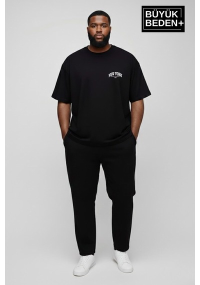 Superlife Süperlife Erkek Büyük Beden New York Baskılı 3xl-6xl Bisiklet Yaka Tshırt Spr26bts510-05 Siyah