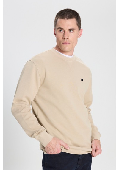 Wrangler Regular Fit Normal Kesim Bisiklet Yaka Bej Sweatshirt W242726614 Bej