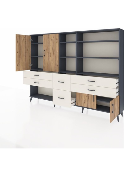 Arges Dolap 10 Raflı 6 Çekmeceli 4 Kapaklı 220x30x163 Antrasit-çam/aytaşı Atlas Çam/aytası - Antrasıt Arges Dolap 10 Raflı 6 Çekmeceli 4 Kapaklı 220x30x163 Antrasit-çam/aytaşı Atlas Çam/aytası - Antrasıt