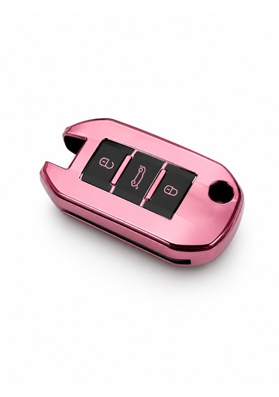Autohan Keys Peugeot Anahtar Koruma Kılıfı, 3 Düğmeli, Pembe, Sustaıı Tasarım, 301, 307, 308, 208, 508, 2008, 3008, Partner Van İle Uyumlu