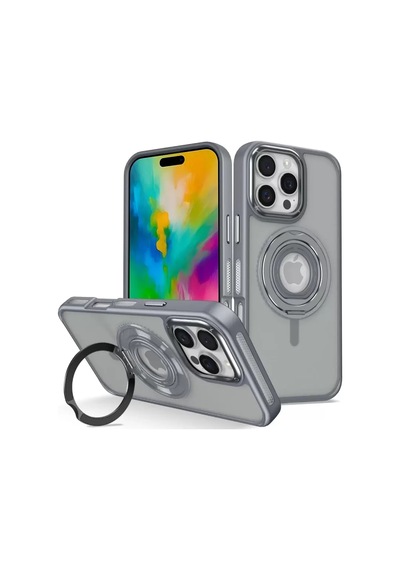 Joko Apple, Uyumlu iPhone 16 Pro Banza Magsafe Standlı Kapak - Titan Gri