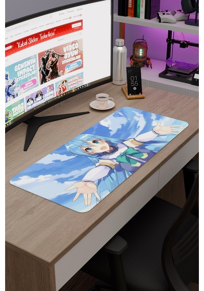 Konosuba Kaymaz Dikişli Kauçuk Oyuncu Mousepad V5 - 70x30 Xl Gaming Mouse Pad Fare Altlığı