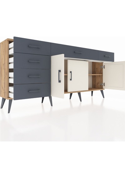 Arges Konsol 2 Raflı 6 Çekmeceli 3 Kapaklı 176x30x83 Çam-aytaşı/antrasit Aytaşı/antrasit Arges Konsol 2 Raflı 6 Çekmeceli 3 Kapaklı 176x30x83 Çam-aytaşı/antrasit Aytaşı/antrasit
