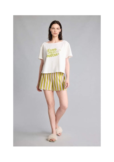 Defacto Oversıze Kısa Kollu 2li Leylak Şortlu Pijama Takımı I0438ax26hspr249 Mor-pr249