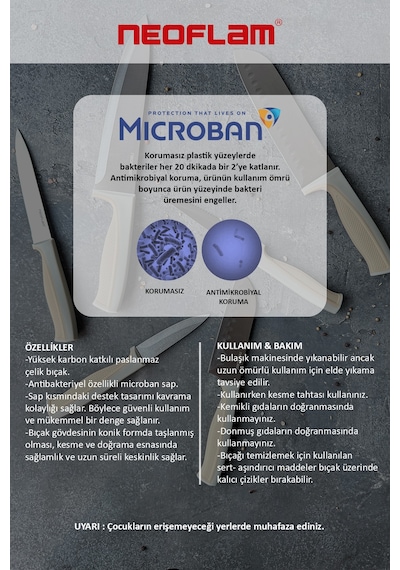 Neoflam Fika Microban Soyma Bıçağı Gri D-neogpk008