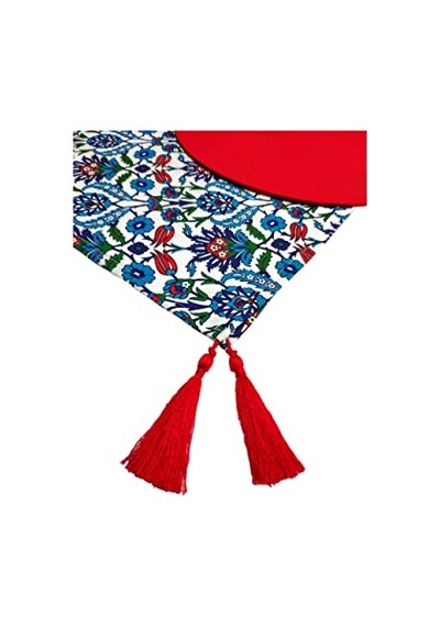 Çini Desenli Runner 6'li Kırmızı Supla Set V00020886 Çok Renkli