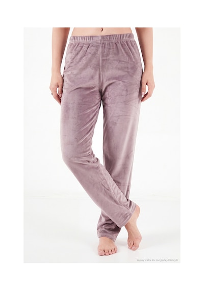 Lela Bisiklet Yaka Yumuşak Dokulu Parlak Kadife Pijama Takımı Kadın Pijama Takımı 6094209 Lila LİLA