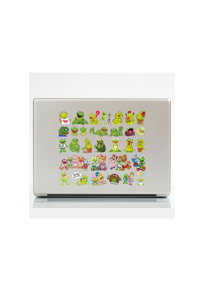 52 Adet Sevimli Kurbağa Sticker Seti - Etiket Seti Scrapbook Bullet Journal Yeşil