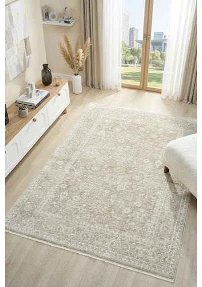 Seyran Halı Nuda 1303 Krem Mikro Polyester - Viskon Makine Halısı