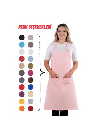 Sevilya Simple Ayar Askılı Mutfak Önlüğü Pembe