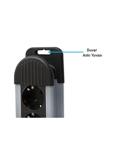 Ayrex Spgks03 1.5m 3g1.5mm2 900 Joule 3lü Akım Kor. Gri Priz Çoklayıcı Genel