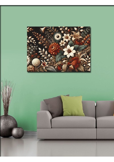 Kanvas Tablo Koyu Çiçek Deseni 100cmx140cm