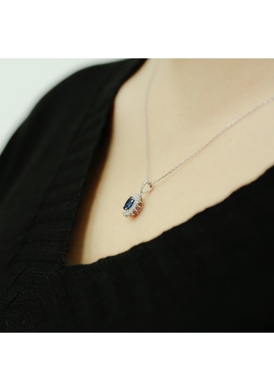 Lova Pırlantalı Oval Safir Anturaj Kolye - 2030021