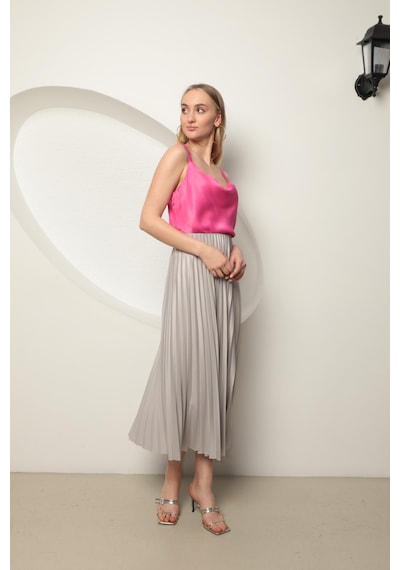 Chıcnhappy Örme Kumaş Kadın Piliseli Etek Gri 24op80010164 Gri