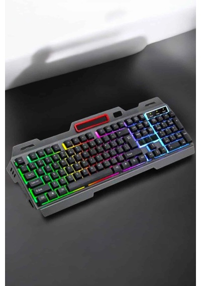 Hubrendy Tekno Led Işıklı Oyuncu Klavye Usb Girişli Rgb Işıklı Q Klavye Mouse Hediyeli 16589161