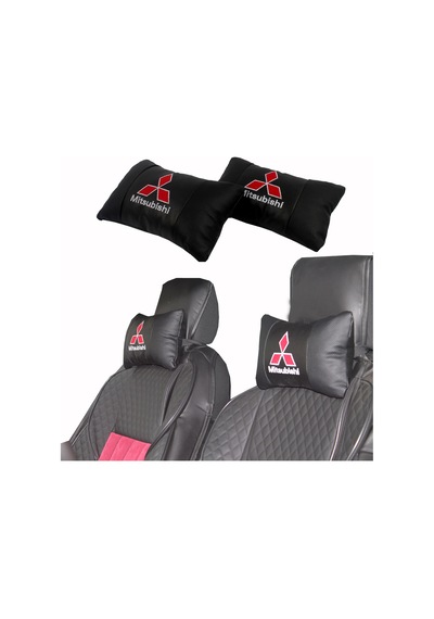 Mitsubishi Araca Özel Nakışlı Oto Deri Boyun Yastığı