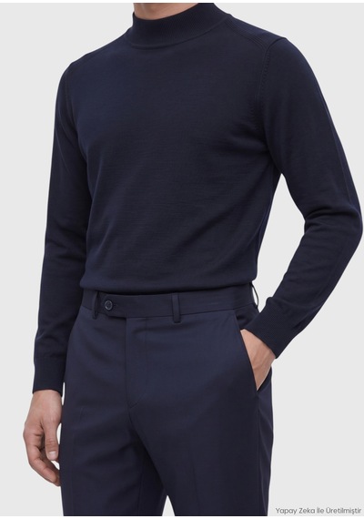 Ramsey Saks Modern Fit Klasik Yün Karışımlı Pantolon saks saks