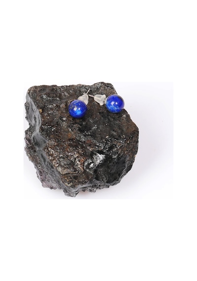 Lapis Lazuli Çelik Küpe 8 Mm Küre Kesim Kararmaz Renkli